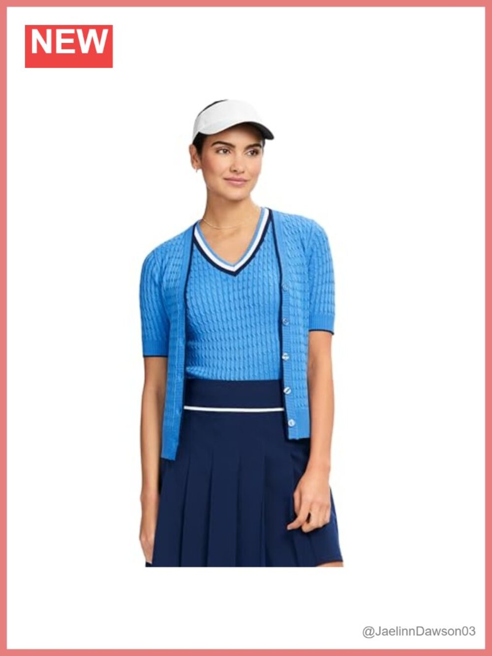 Mini Cable Knit Button Cardigan Sweater Short Sleeve V-Neck Classic Fit